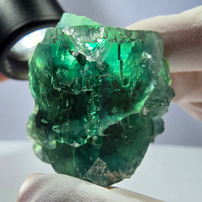 Spécimen de cube de fluorite fantôme transparente, vert parqueté, Okorusu, Namibie, 42 x 38 x 38 mm 