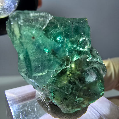Phantom Fluorit Würfel Stufe, grün parkettiert Okorusu, Namibia 27*24*20mm