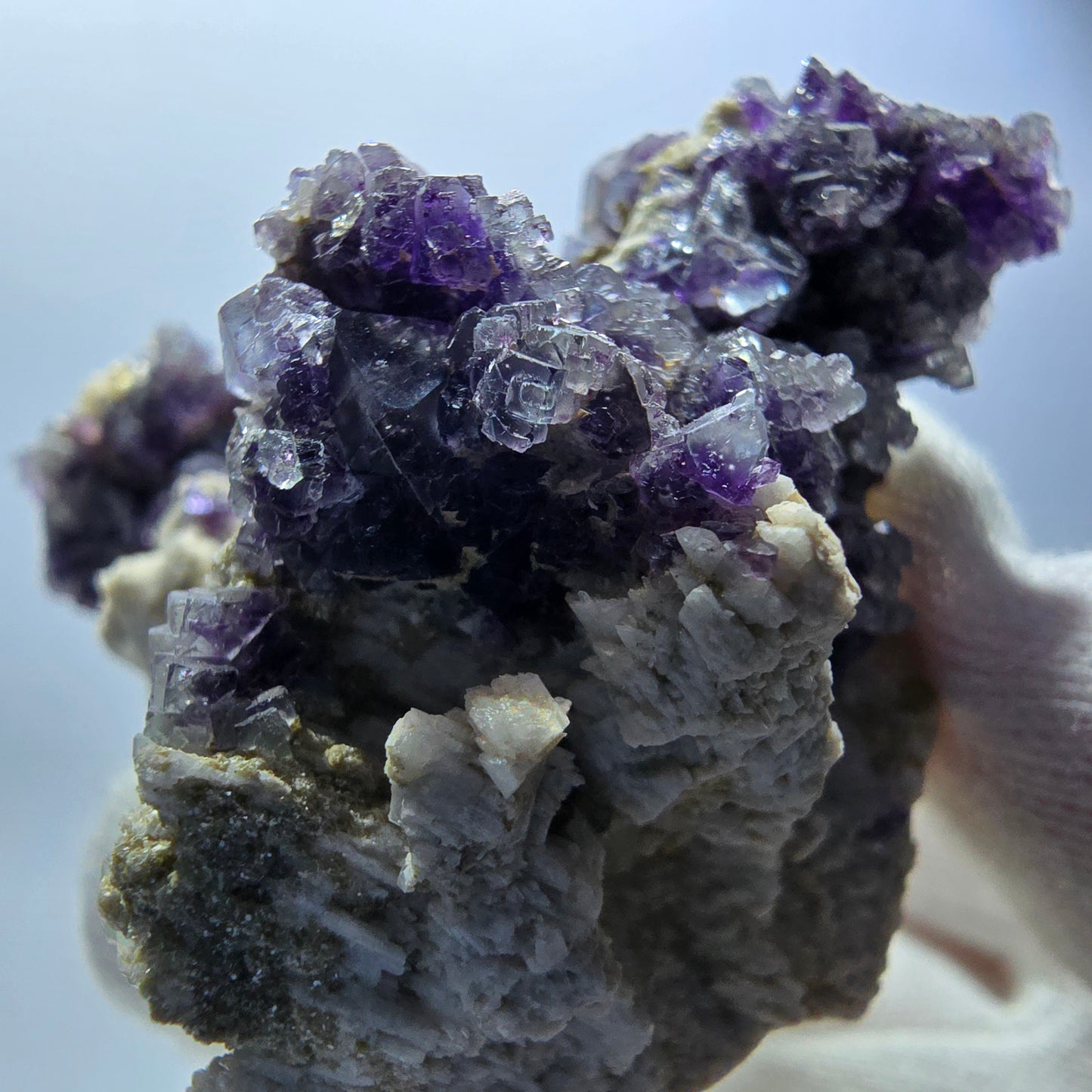 Cube de fluorite fantôme, hyalite, spécimen d'orthose, Erongo, Namibie, 73 x 52 x 49 mm 