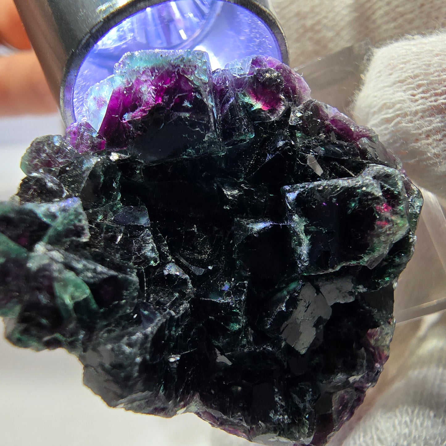 Klare Phantom Fluorit Würfel Stufe, grün lila Okorusu, Namibia 36*33*14mm