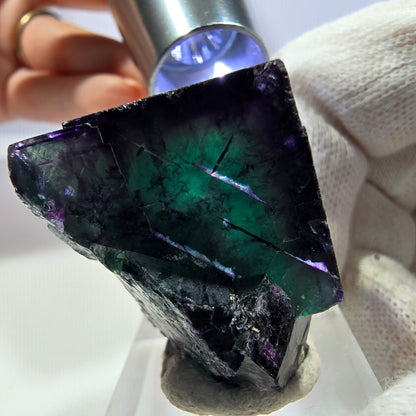 Klare Phantom Fluorit Würfel Stufe zonal grün lila Okorusu, Namibia 37*32*29mm