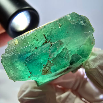 Spécimen de cube de fluorite fantôme transparente, vert parqueté Okorusu, Namibie 33 x 31 x 30 mm 