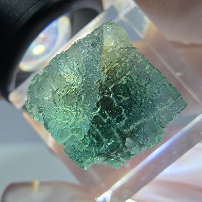 Klarer Phantom Fluorit Würfel parkettiert, grün Okorusu, Namibia 15*14*14mm