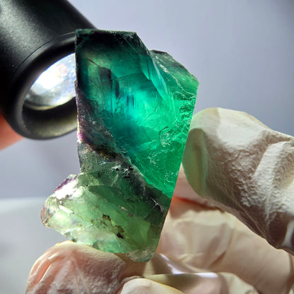 Spécimen de cube de fluorite fantôme, parqueté vert violet Okorusu, Namibie 40*32*25 mm 
