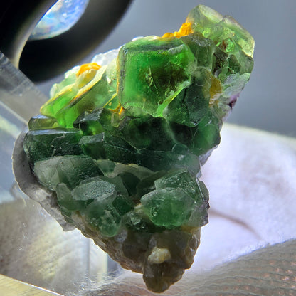 Cube de fluorite fantôme, spécimen hexagonal de tourmaline muscovite Schorl, Erongo, Namibie, 32 x 27 x 19 mm 