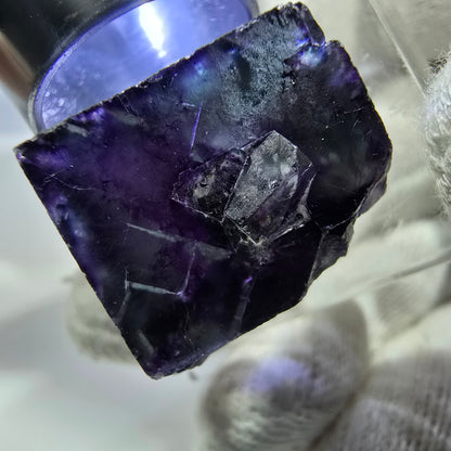 Rare Phantom Fluorite Cube, zonal green purple Okorusu, Namibia 26*25*18mm 