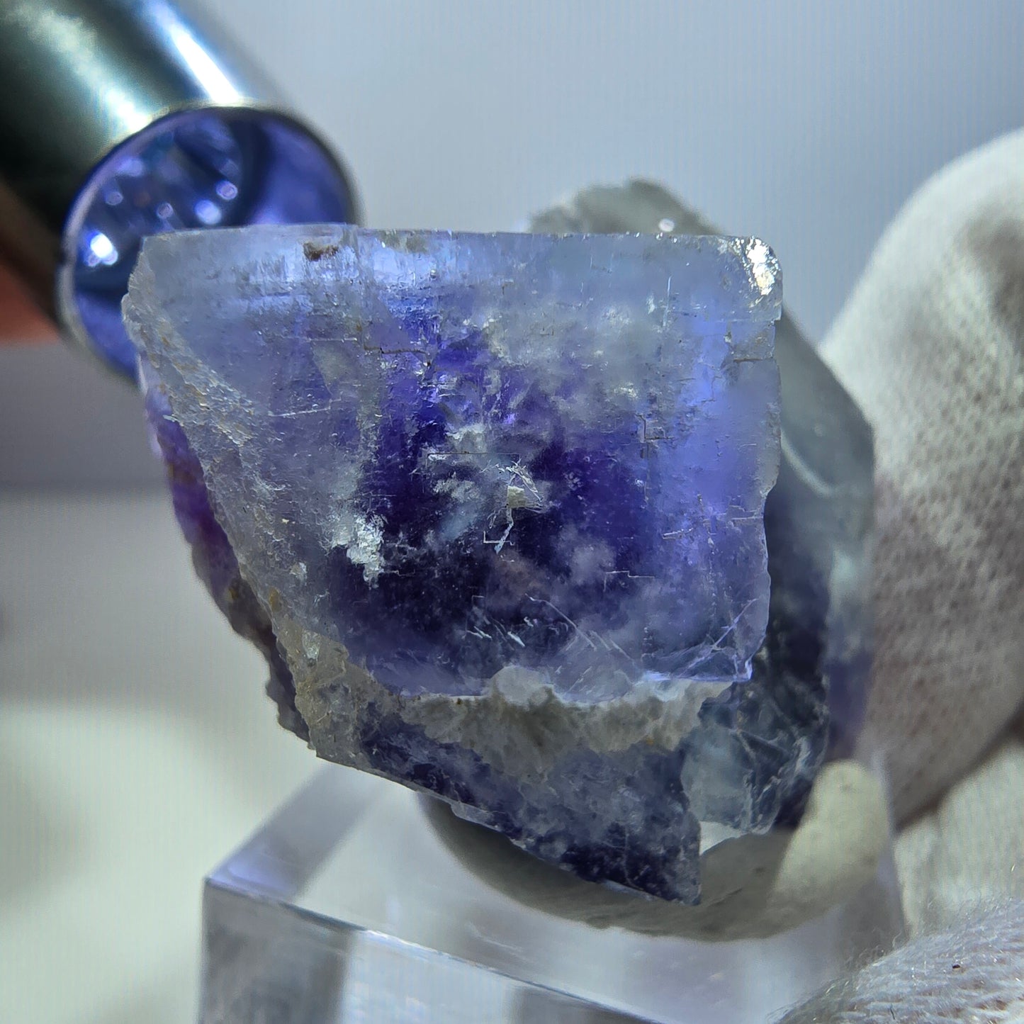 Seltene Phantom Fluorit Würfel Stufe blau lila Okorusu, Namibia 42*35*24mm