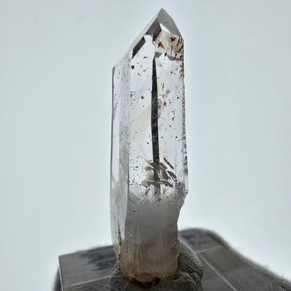 Quartz fumé fantôme Enhydro Harlequin, mine de calcite UV Streep, Namibie, 41 x 16 x 9 mm 