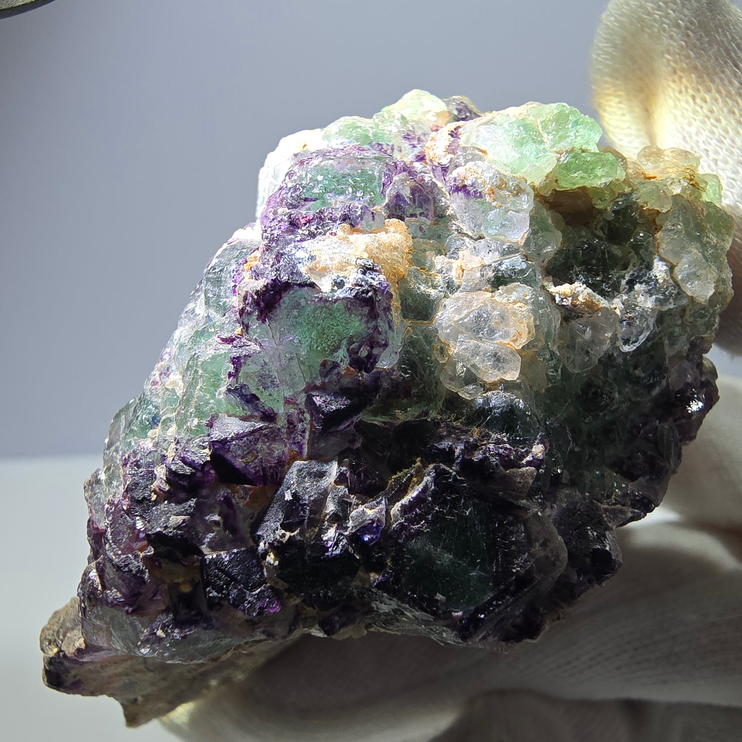 Grands cubes de fluorite vert violet zonal, spécimen d'hyalite Erongo, Namibie 96*67*42mm 