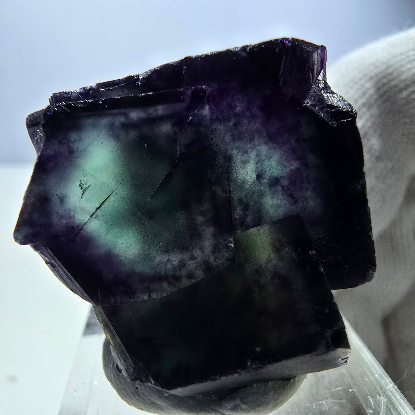 Seltene Phantom Fluorit Würfel Stufe zonal grün lila Okorusu, Namibia 34*27*20mm