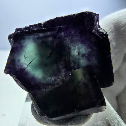 Seltene Phantom Fluorit Würfel Stufe zonal grün lila Okorusu, Namibia 34*27*20mm