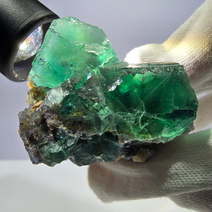 Rare spécimen de cube de fluorite fantôme, parqueté vert Okorusu, Namibie, 72 x 60 x 45 mm 