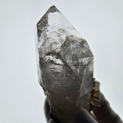 Sceptre squelette en quartz fumé Enhydro, calcite UV Valentine Pocket Goboboseb Namibie 99 x 56 x 45 mm 