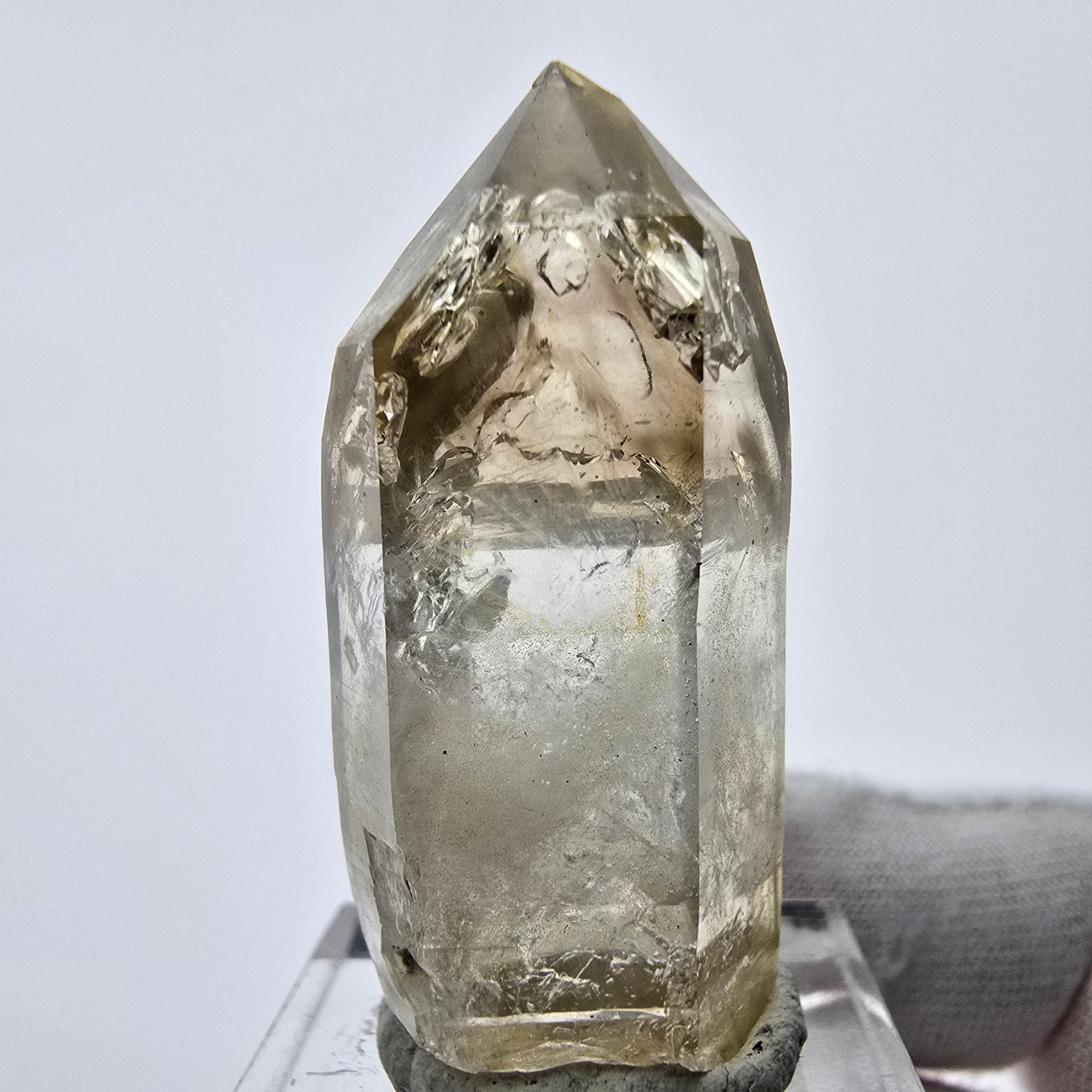 Enhydro Phantom Smoky Quartz Sceptre Tip 2x Bubble Goboboseb, Namibie 39*17*16mm 