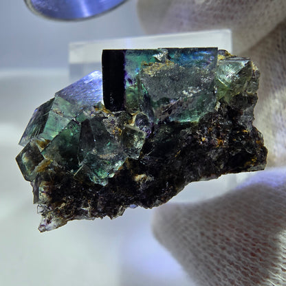 Klare Phantom Fluorit Würfel Stufe zonal grün lila Okorusu, Namibia 28*24*15mm