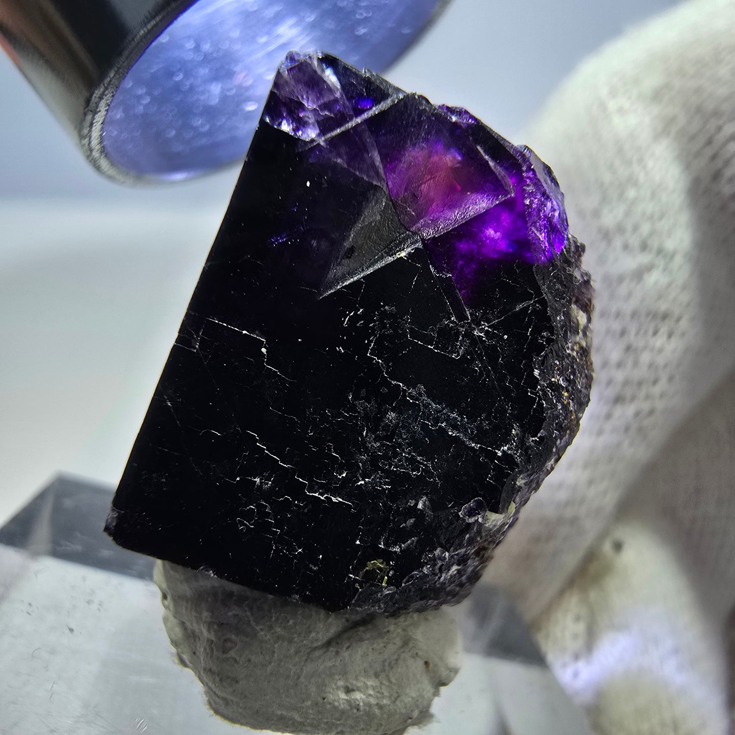 Klare Phantom Fluorit Würfel Stufe zonal grün lila Okorusu, Namibia 25*25*17mm