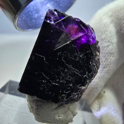 Klare Phantom Fluorit Würfel Stufe zonal grün lila Okorusu, Namibia 25*25*17mm