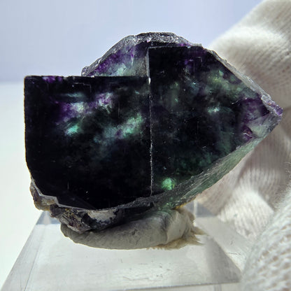 Seltene Phantom Fluorit Würfel Stufe zonal grün lila Okorusu, Namibia 33*27*21mm