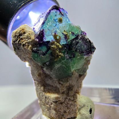 Cube de fluorite fantôme, zonal, spécimen d'orthose, Erongo, Namibie, 24 x 20 x 14 mm 
