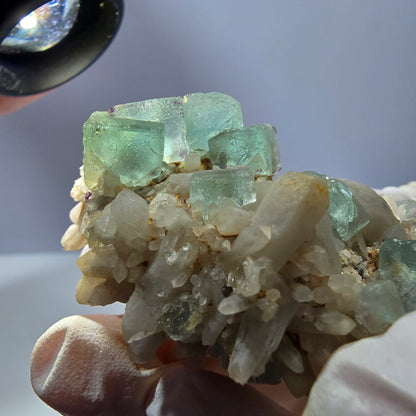 Rare cube de fluorite fantôme, spécimen de quartz vert Brandberg, Namibie, 57 x 33 x 37 mm 