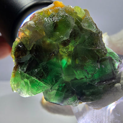 Cube de fluorite fantôme, spécimen hexagonal de tourmaline muscovite Schorl, Erongo, Namibie, 35 x 31 x 20 mm 
