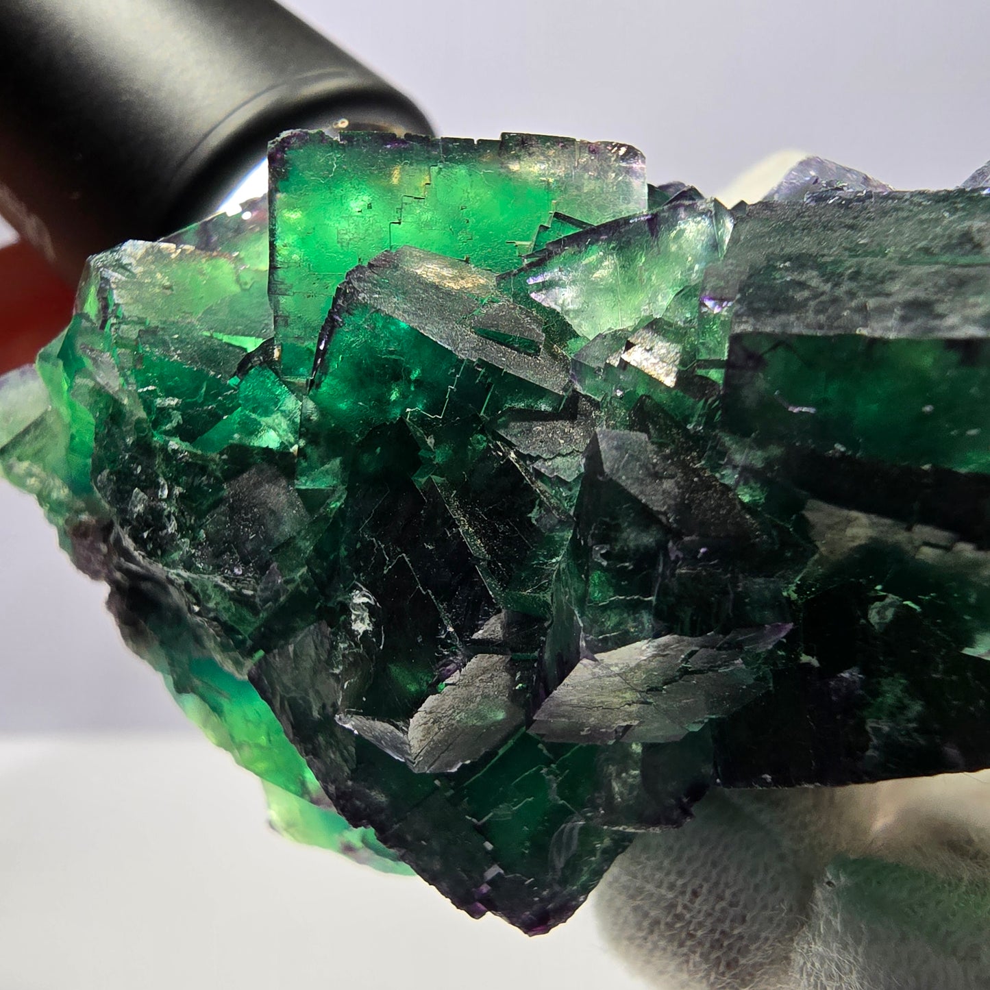 Spécimen de cube de fluorite fantôme, parqueté zonal Okorusu Namibie 74*50*50mm 