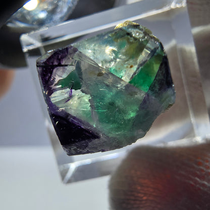 Cube de fluorite fantôme Schörl, tourmaline muscovite hyalite Erongo Namibie 16 x 15 x 13 mm 