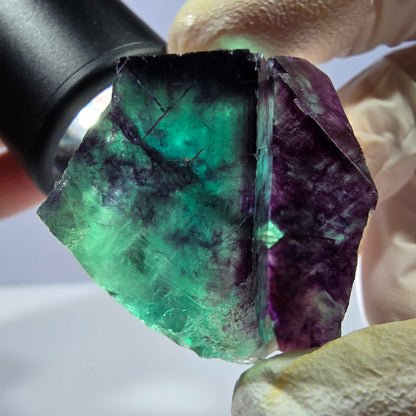 Spécimen de cube de fluorite fantôme, parqueté vert violet Okorusu, Namibie 38*34*25 mm 
