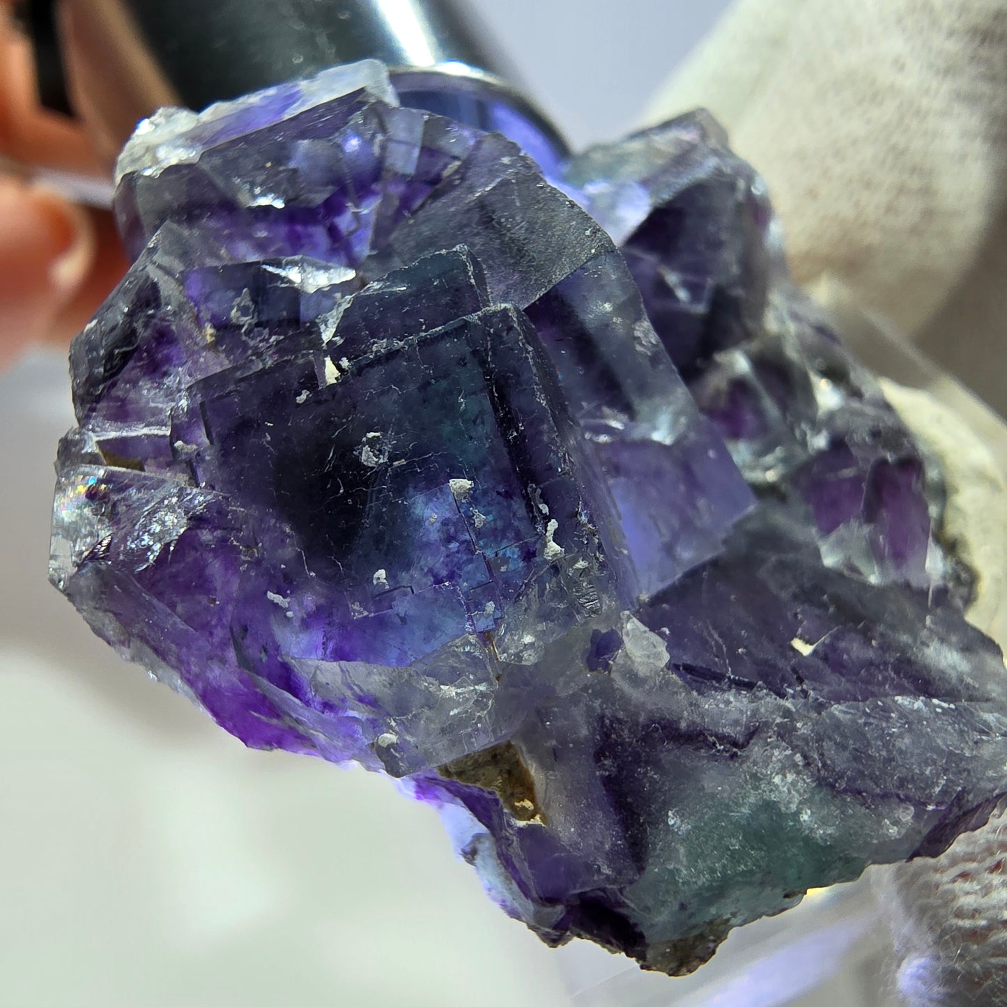 Klare Phantom Fluorit Würfel Stufe zonal grün lila Okorusu, Namibia 35*33*14mm
