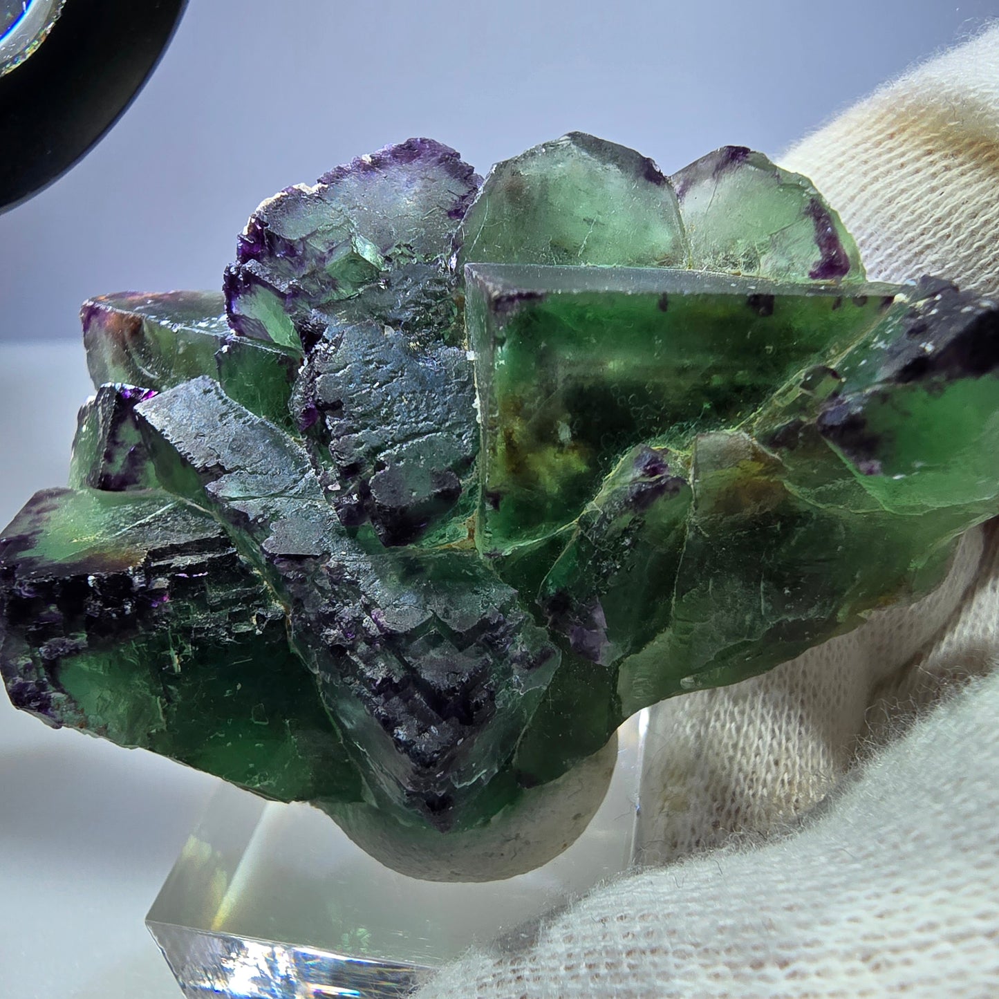 Seltene Phantom Fluorit Würfel Stufe zonal grün lila Okorusu, Namibia 61*41*27mm