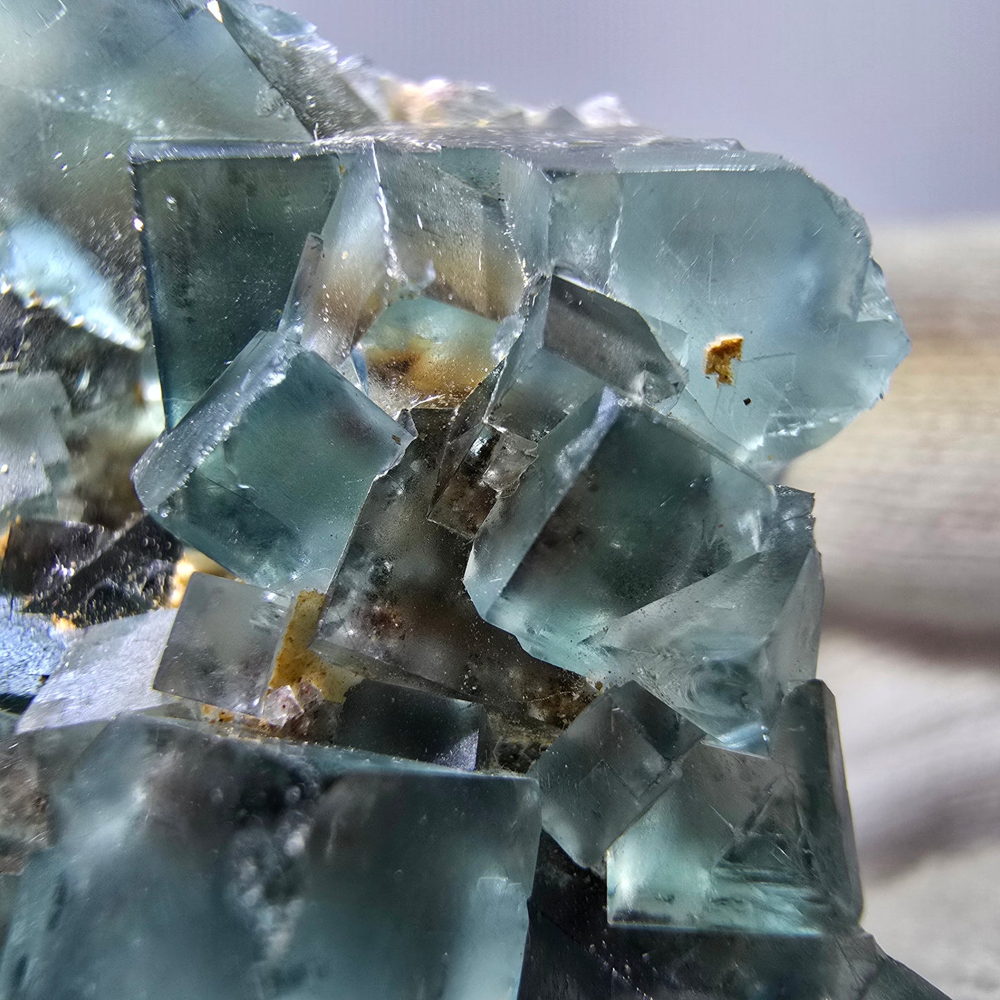 Rare spécimen de cube de fluorite fantôme, vert-brun, Okorusu, Namibie, 46 x 37 x 21 mm 