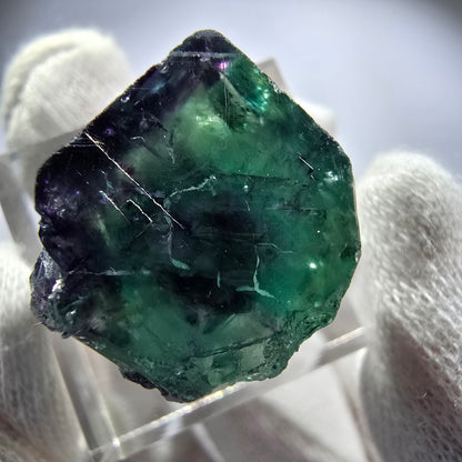Spécimen rare de cube de fluorite fantôme zonal vert violet Okorusu, Namibie 23*21*15 mm 