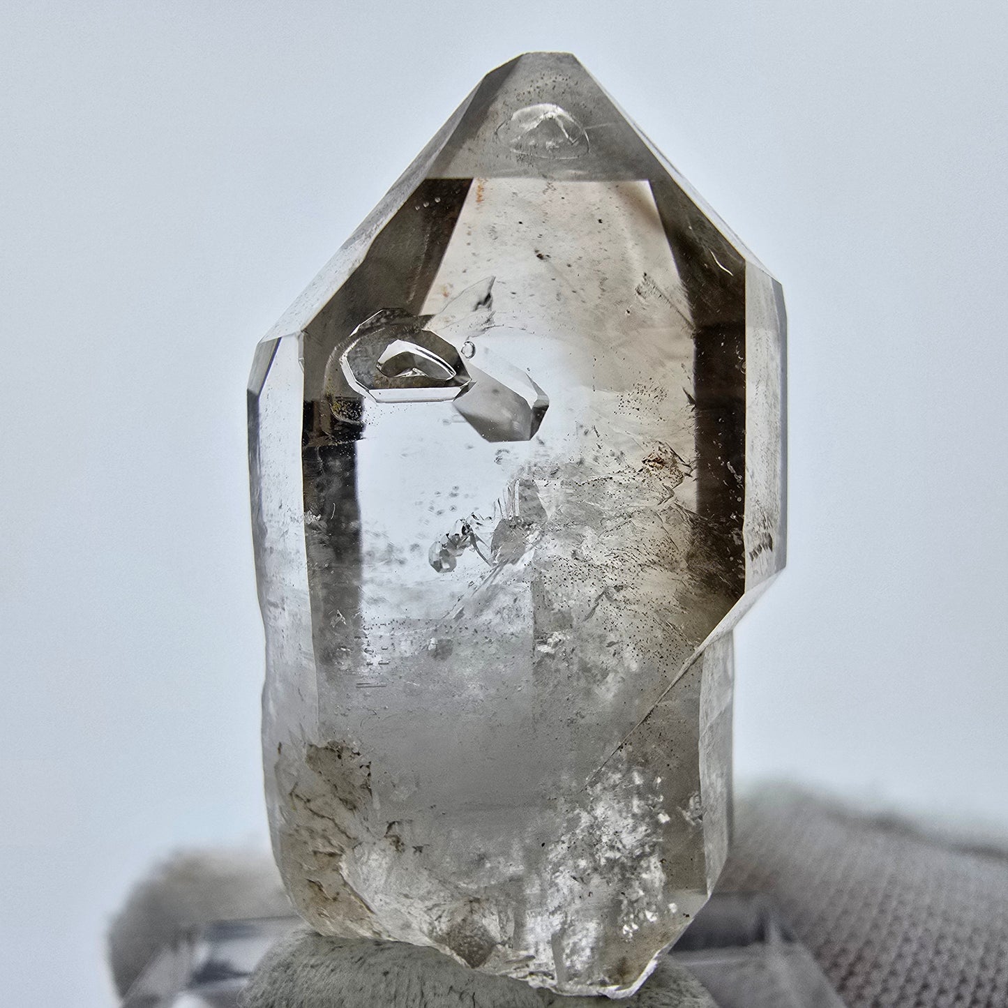 Enhydro Phantom Rauchquarz Zepter Spitze 2x Blase Goboboseb, Namibia 35*18*10mm