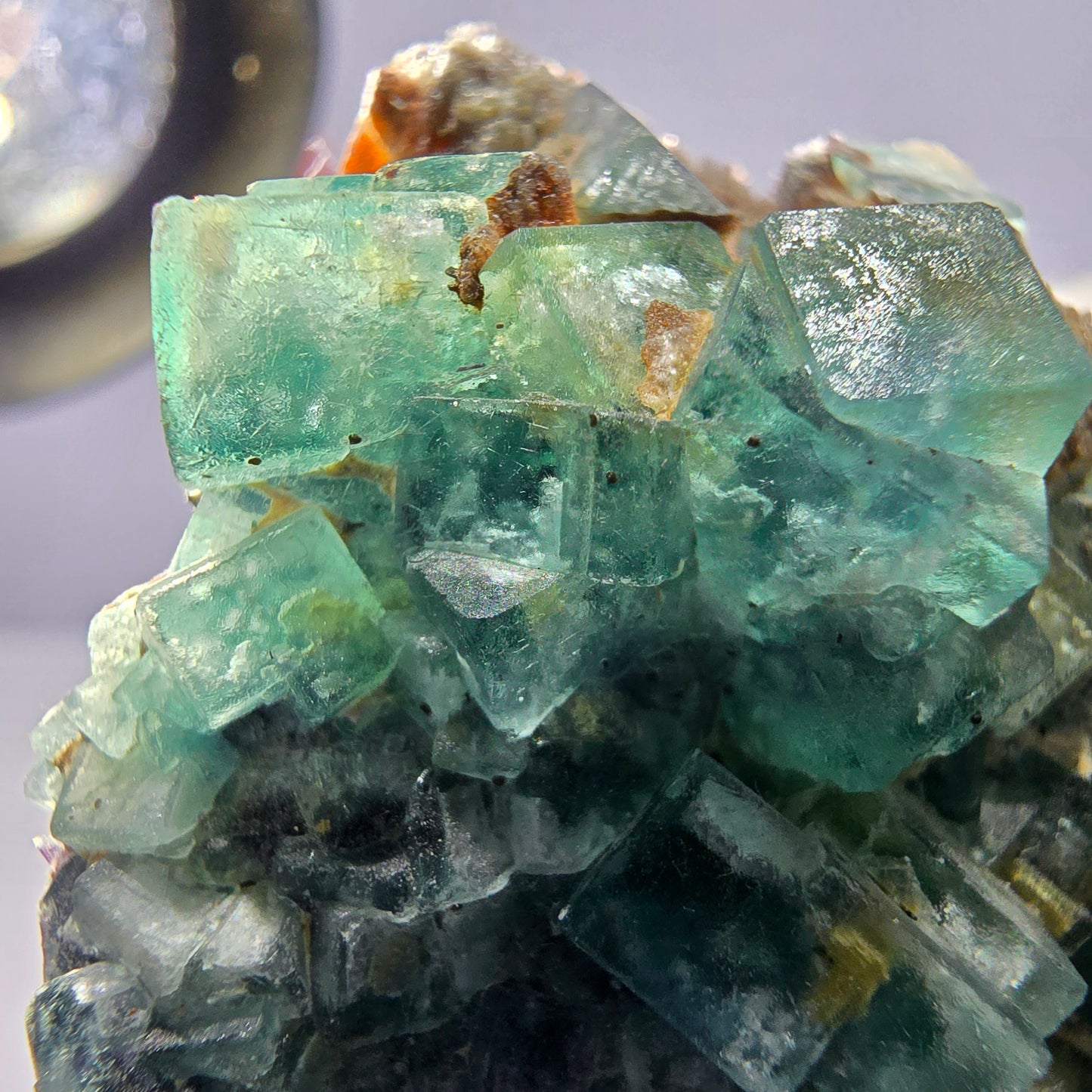 Rares cubes de fluorite fantôme zonaux, spécimen de hyalite Erongo, Namibie 82 x 49 x 26 mm 
