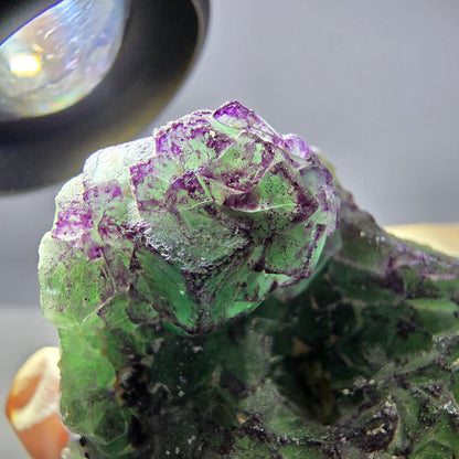 Cube de fluorite fantôme, zonal, muscovite, spécimen de tourmaline Schorl, Erongo, Namibie, 50 x 36 x 36 mm 
