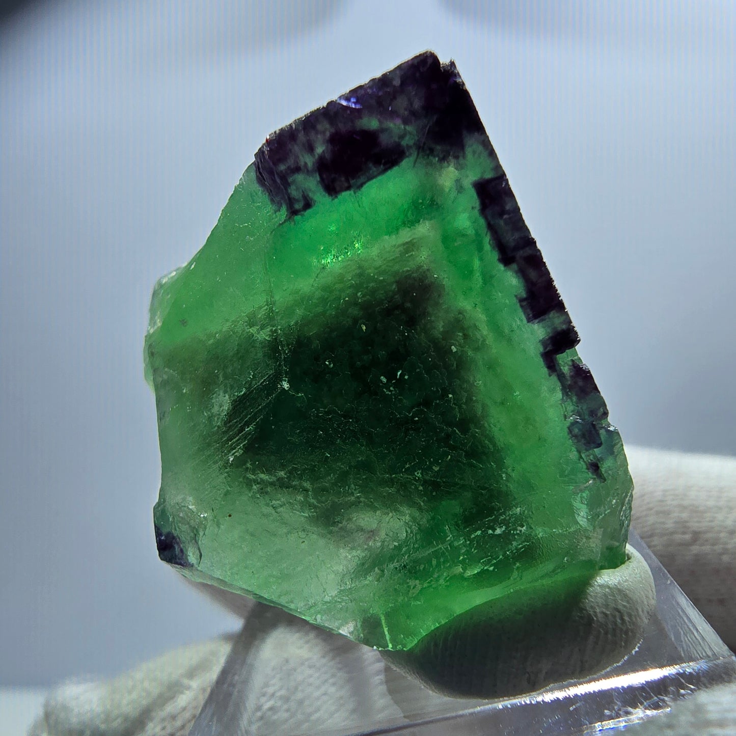 Klarer Phantom Fluorit Würfel, zonal grün lila Okorusu, Namibia 41*24*28mm