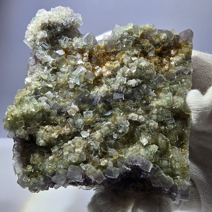Grand spécimen de cube de fluorite fantôme, double face, vert violet Okorusu Namibie 84*80*27mm 