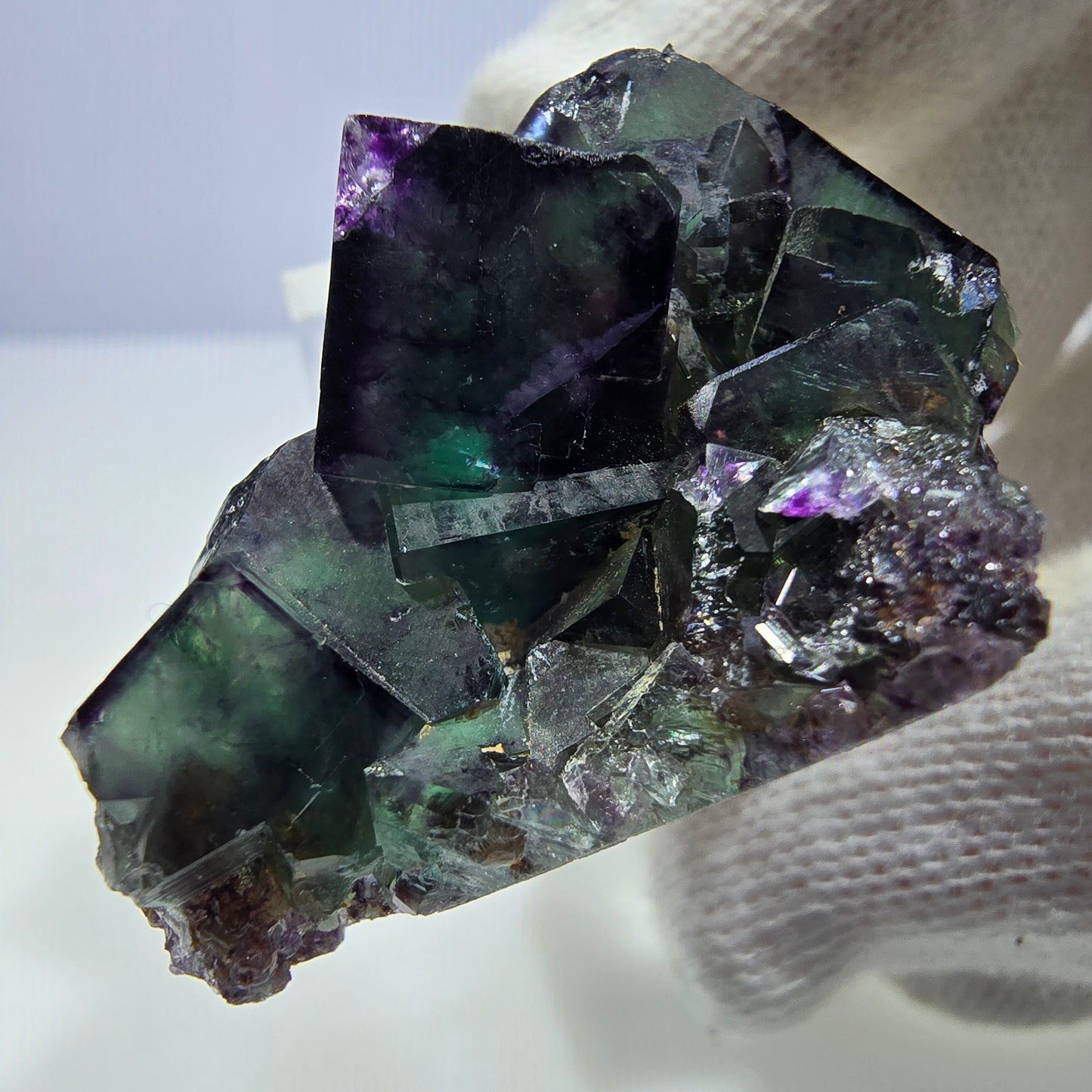 Clear Phantom Fluorite Cube Specimen zonal green purple Okorusu, Namibia 41*28*23mm 