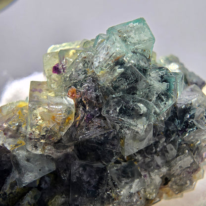Cube de fluorite fantôme zonal, spécimen d'orthose, Erongo, Namibie, 61 x 50 x 32 mm 