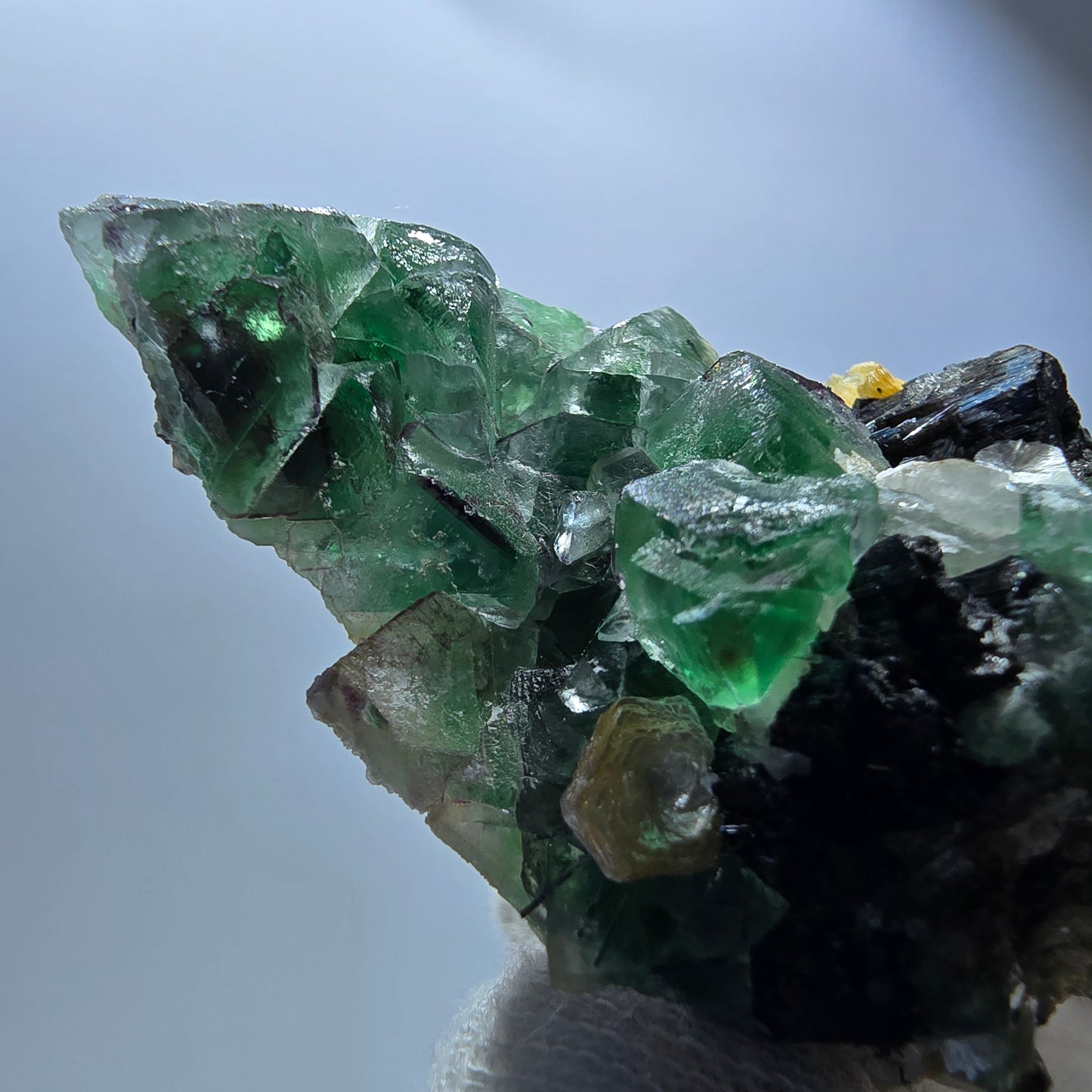 Phantom Fluorit, Rauchquarz, Muskovit, Schörl Turmalin Erongo Namibia 62*34*23mm