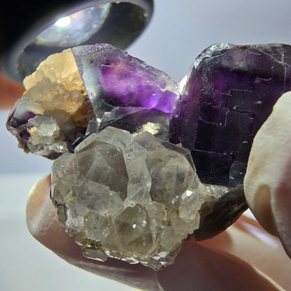 Rare cube de fluorite fantôme, spécimen de quartz violet Okorusu, Namibie, 42 x 30 x 24 mm 