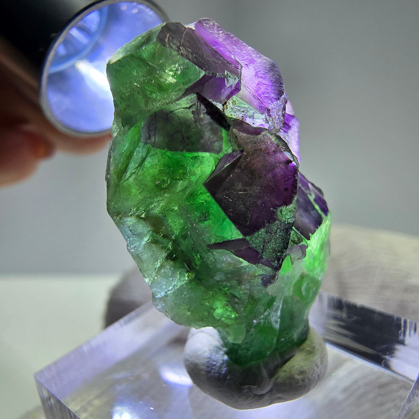Phantom Fluorit Würfe Stufe, grün lila Erongo, Namibia 32*22*12mm