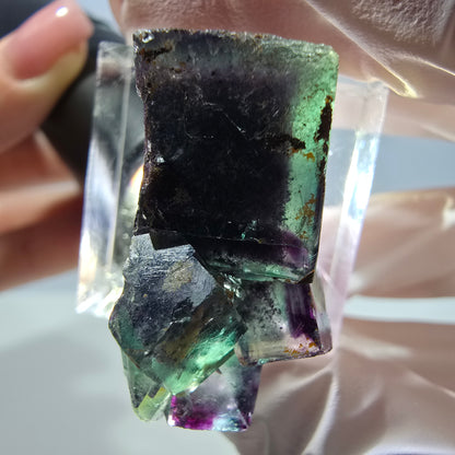 Seltene Fluorit Würfel Stufe, grün lila Okorusu, Namibia 29*22*19mm