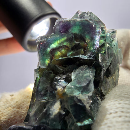 Seltene Phantom Fluorit Würfel Stufe, grün lila Okorusu Namibia 80*24*32mm