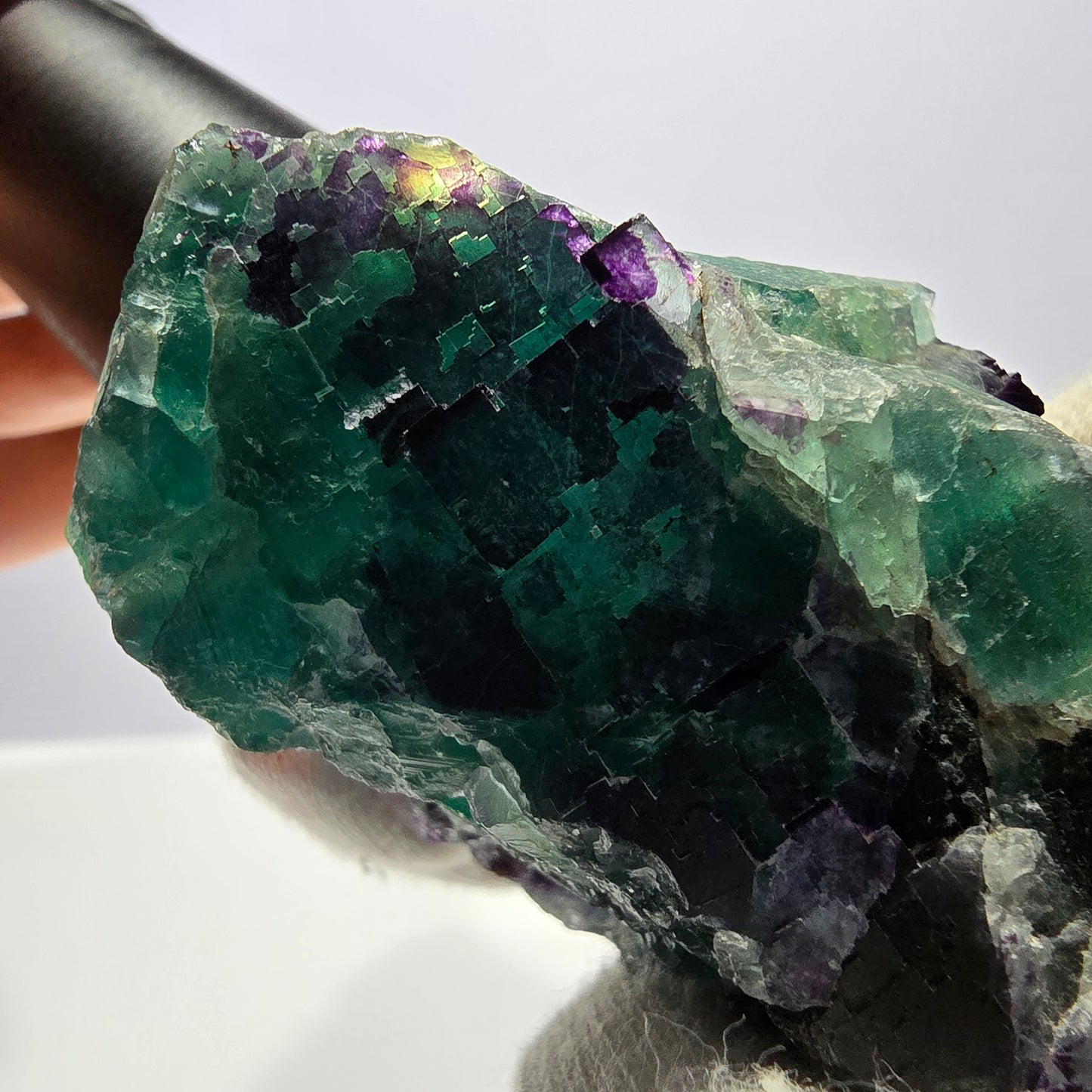 Große Phantom Fluorit Würfel Stufe grün lila zonal 11:11 Angel Pocket, Namibia 98*78*51mm