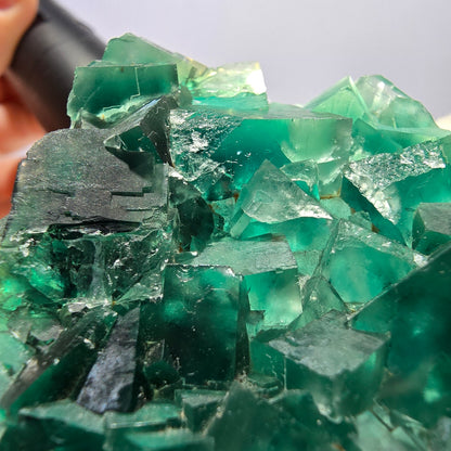 Cube de fluorite fantôme parqueté vert violet Okorusu Namibie 60*54*15mm 