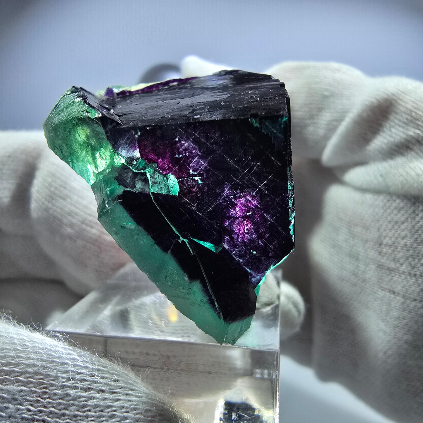 Fluorit Würfel Stufe, parkettiert grün lila 11:11 Angel Pocket Okorusu, Namibia 43*40*26mm