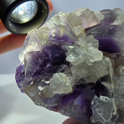 Rare cube de fluorite fantôme, spécimen de quartz violet Okorusu, Namibie, 53 x 42 x 24 mm 