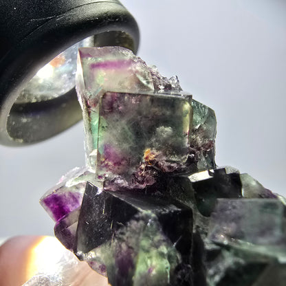 Spécimen rare de cube de fluorite, vert violet, Okorusu, Namibie, 35 x 24 x 19 mm 