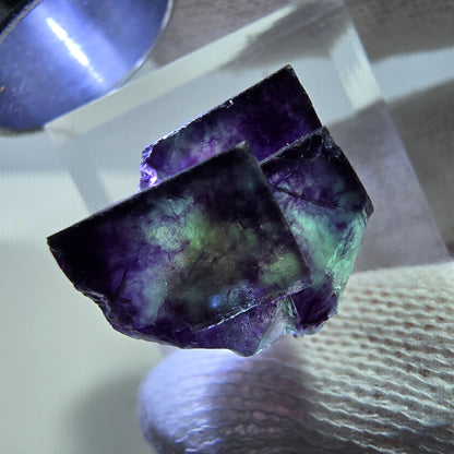 Spécimen de cube de fluorite fantôme zonal, vert violet Okorusu, Namibie 22*17*16mm 